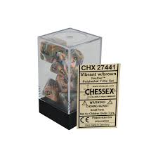 7 Vibrant w/brown Festive Polyhedral Dice Set - CHX27441